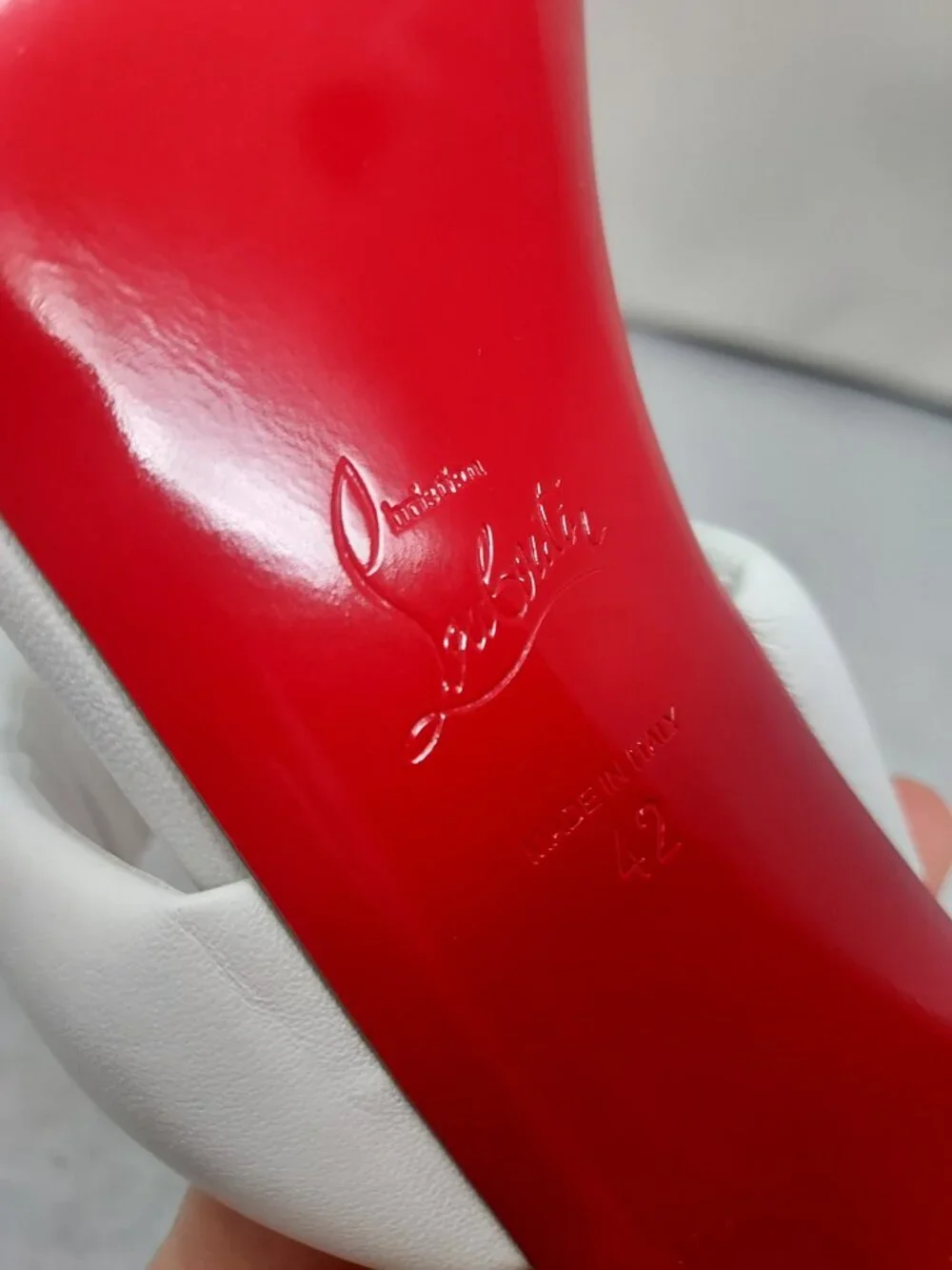 CHRISTIAN LOUBOUTIN White Inflama Sab Black Block Heel Sandal - Picture 4 of 13